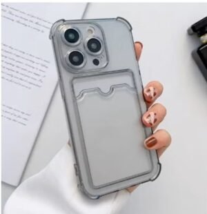 Transparent Black Cover with Card Holder (For iPhone 15 series)